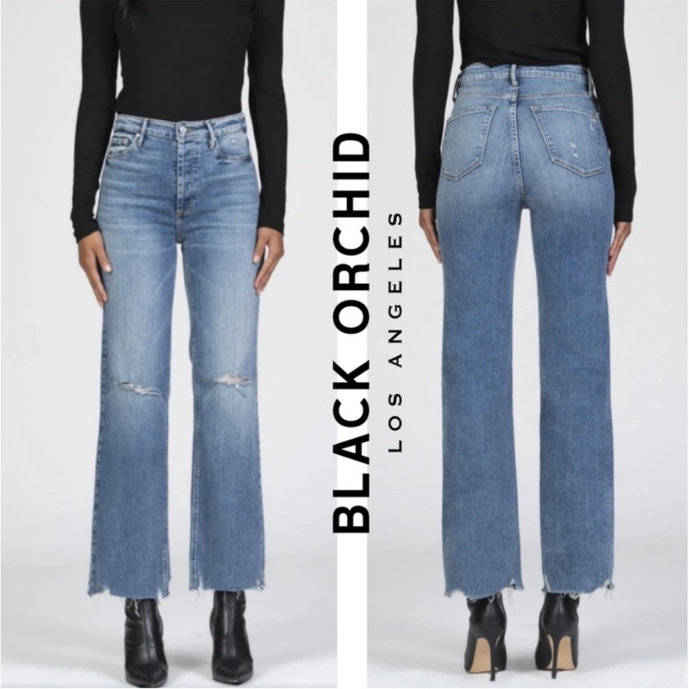 Black Orchid Melisa Relaxed Straight Fray‎ Jeans Size 29
